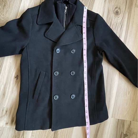 Double Breasted Black Wool Jacket Winterweight Full Lined Zipper & Snap … - Picture 3 of 13